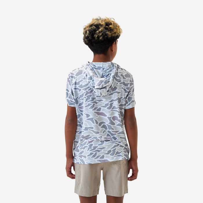 Burlebo Youth Short Sleeve Performance Hoodie | White Camo