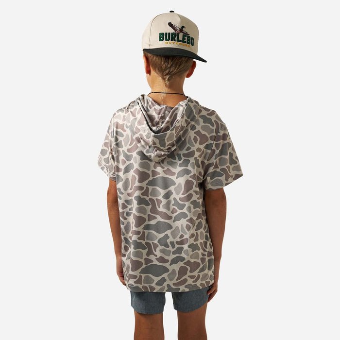 Burlebo Youth S/S Performance Hoodie | Classic Deer Camo