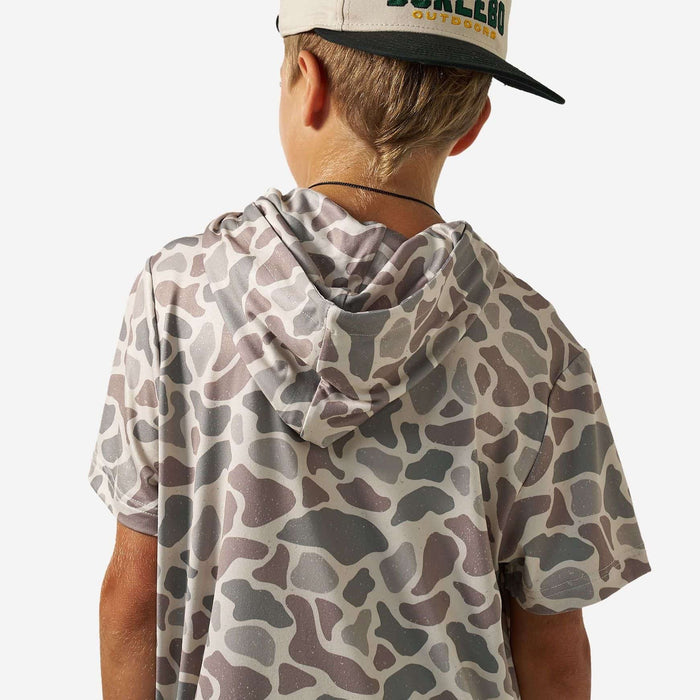 Burlebo Youth S/S Performance Hoodie | Classic Deer Camo