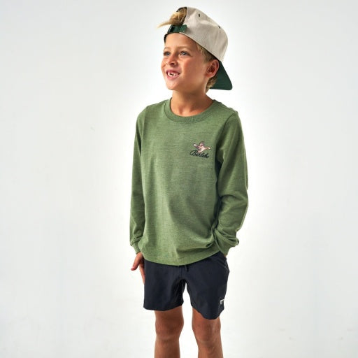 Burlebo Youth Tee | Ducks Flying In Olive