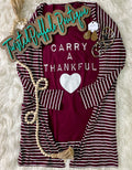 {CARRY A THANKFUL HEART} Maroon V-Neck Tee