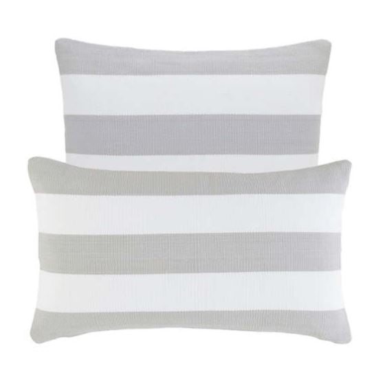Catamaran Stripe Pearl Grey/White Indoor/Outdoor Pillow
