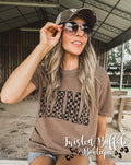 {CHECKERED MAMA} Espresso Brown Crew Neck Tee
