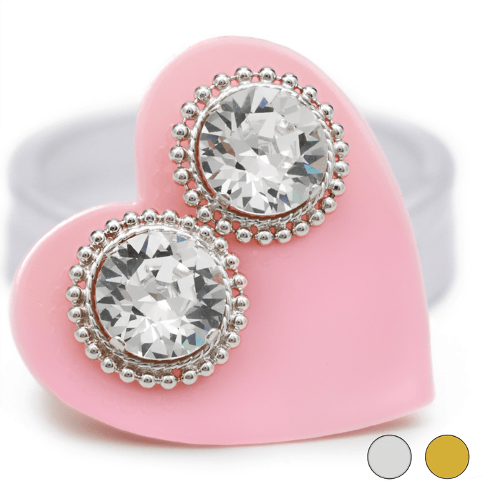 Clear Chain Mini Bling Sterling Silver Stud Earrings