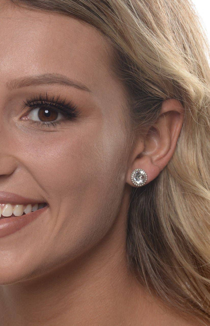 Clear Chain Mini Bling Sterling Silver Stud Earrings
