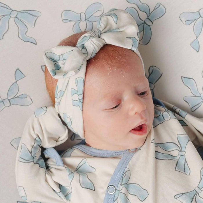 Copper Pearl Knit Headband Bow | Daphne