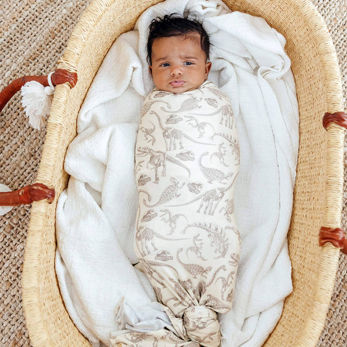 Copper Pearl Knit Swaddle Blanket | Jurassic Park Fossils