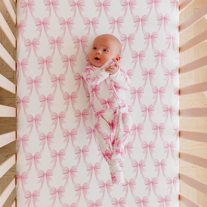 Copper Pearl Premium Knit Fitted Crib Sheet | Bow My Gosh