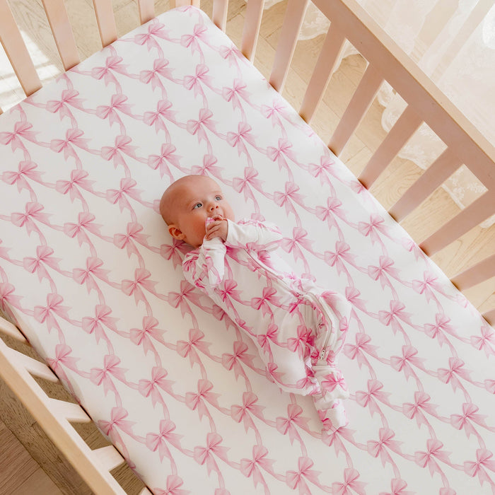 Copper Pearl Premium Knit Fitted Crib Sheet | Bow My Gosh