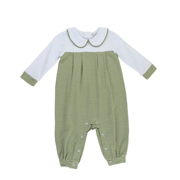 Cypress Row Toile And Stripe Boys Channing Classic Longsleeve Romper