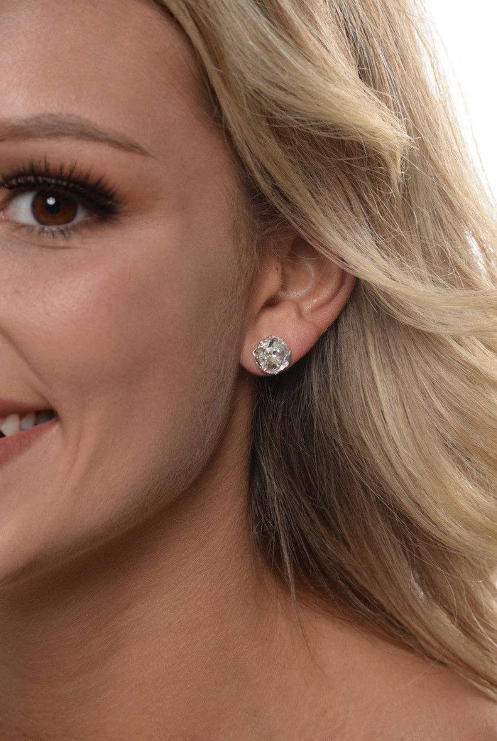 Dark Web Glow-in-the-Dark Cushion Sterling Silver Stud Earrings