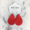 "Dazzler" Metallic Red Leather Teardrop Earrings - twistedbuffaloboutique