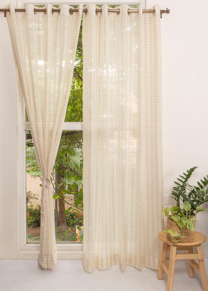Dew printed sheer Fabric - Cream