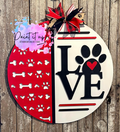 Doggie Love Round Wooden Door Hanger