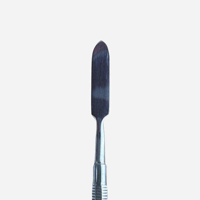 Double flat spatula - Pointed and round - Stainless steel - 18.5 cm - Essential by My Podologie