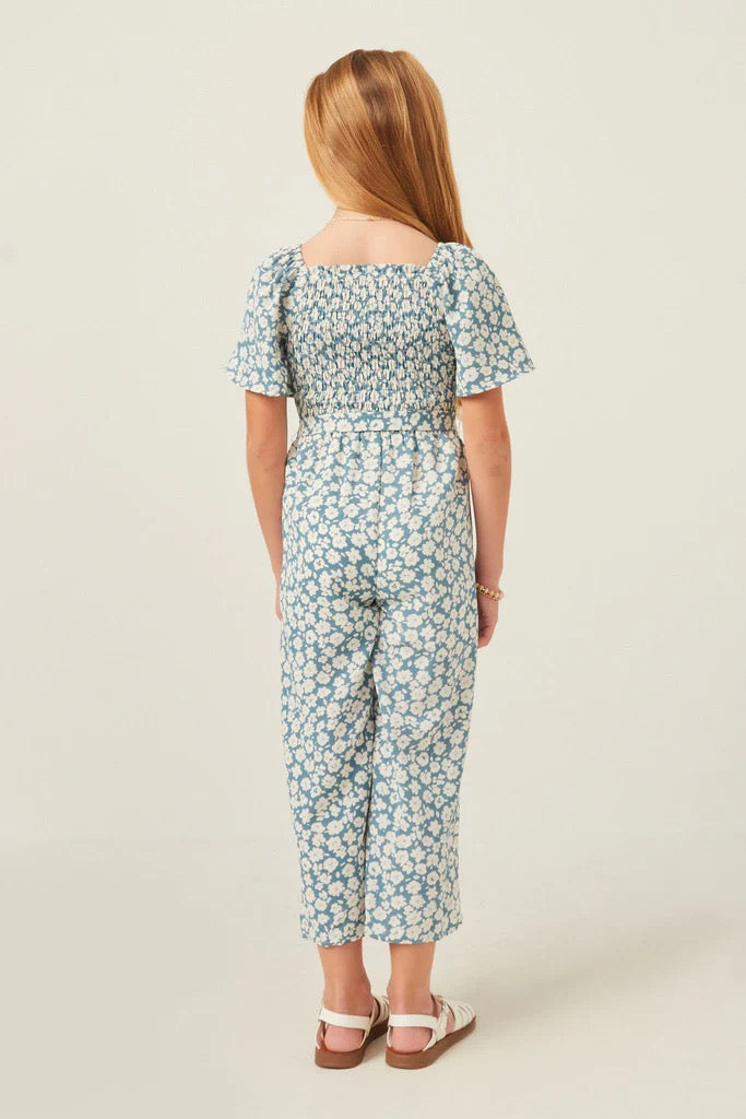Dusty Blue Floral Palazzo Jumper