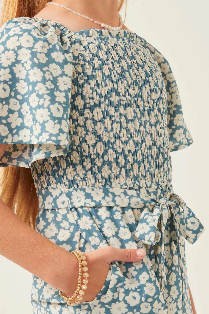 Dusty Blue Floral Palazzo Jumper