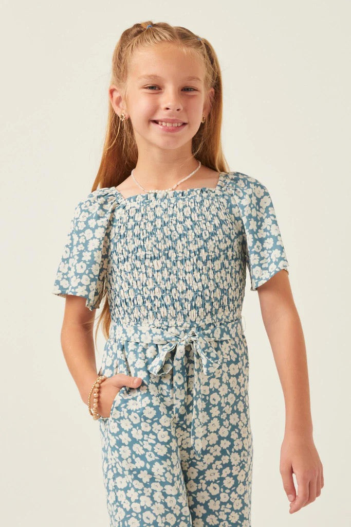 Dusty Blue Floral Palazzo Jumper