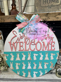 Every Bunny Welcome Wooden Door Hanger
