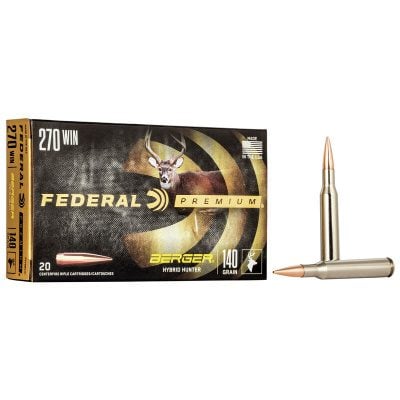 Federal Ammunition 270 Winchester 140 Grain Berger Hybrid Hunter Jacketed Hollow Point 20 Count