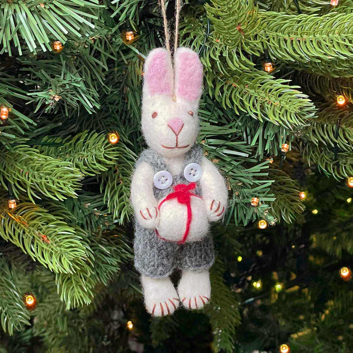 Felt Rabbit with Gift Hanging Decoration