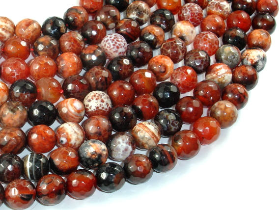 Fire Agate Beads, 10mm Faceted Round-BeadBasic