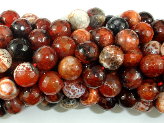 Fire Agate Beads, 10mm Faceted Round-BeadBasic