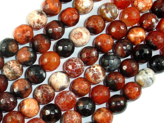Fire Agate Beads, 10mm Faceted Round-BeadBasic