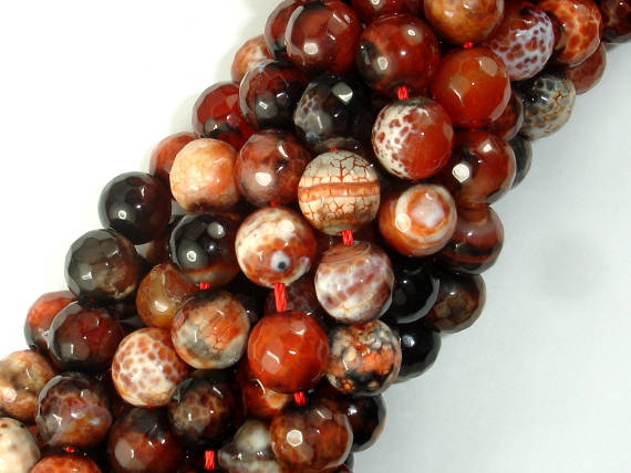Fire Agate Beads, 10mm Faceted Round-BeadBasic