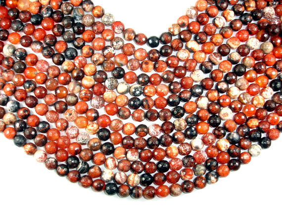 Fire Agate Beads, 10mm Faceted Round-BeadBasic