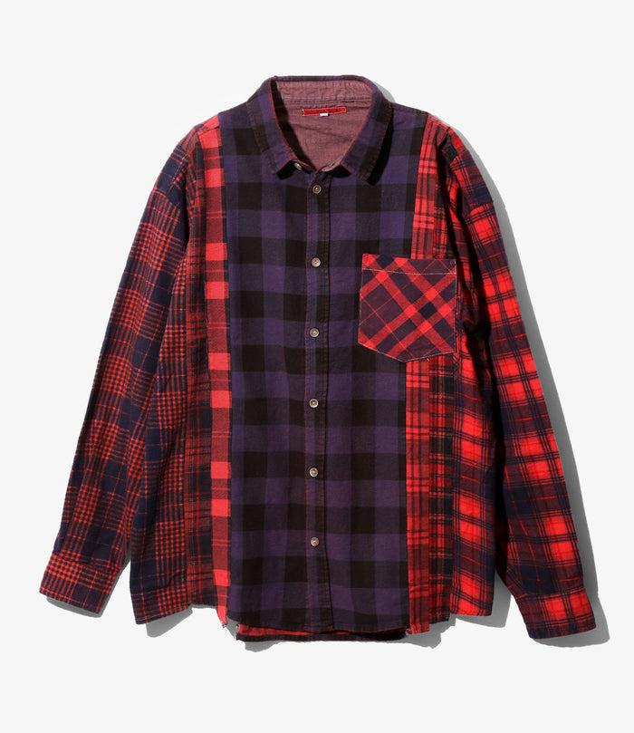 Flannel Shirt -> 7 Cuts Shirt / Over Dye - Red