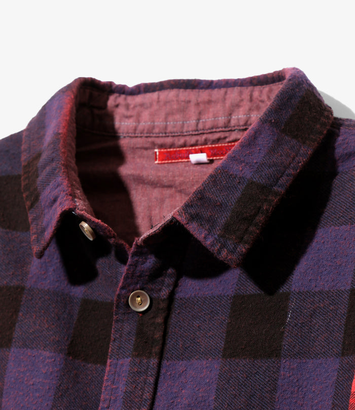 Flannel Shirt -> 7 Cuts Shirt / Over Dye - Red