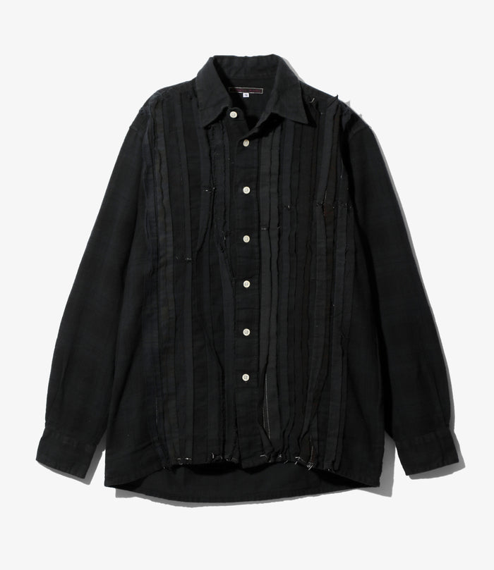 Flannel Shirt -> Ribbon Shirt / Over Dye - Black