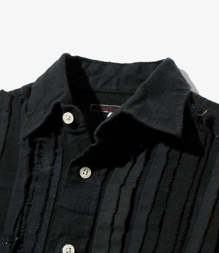 Flannel Shirt -> Ribbon Shirt / Over Dye - Black