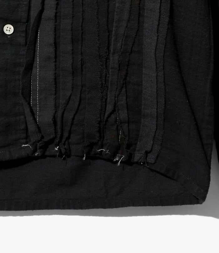 Flannel Shirt -> Ribbon Shirt / Over Dye - Black