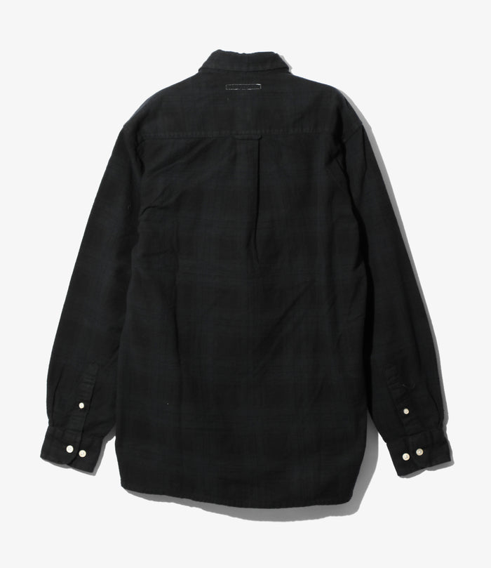 Flannel Shirt -> Ribbon Shirt / Over Dye - Black