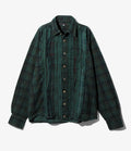 Flannel Shirt -> Ribbon Shirt / Over Dye - Dk.Green