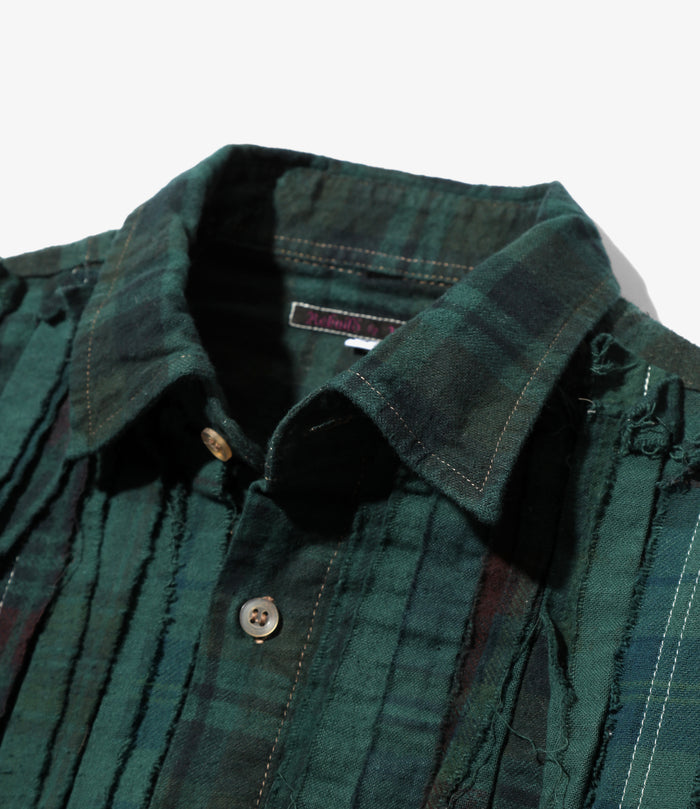 Flannel Shirt -> Ribbon Shirt / Over Dye - Dk.Green