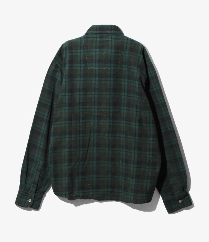 Flannel Shirt -> Ribbon Shirt / Over Dye - Dk.Green