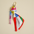 Floral Blocked Silk & Gemstone Bag Charm