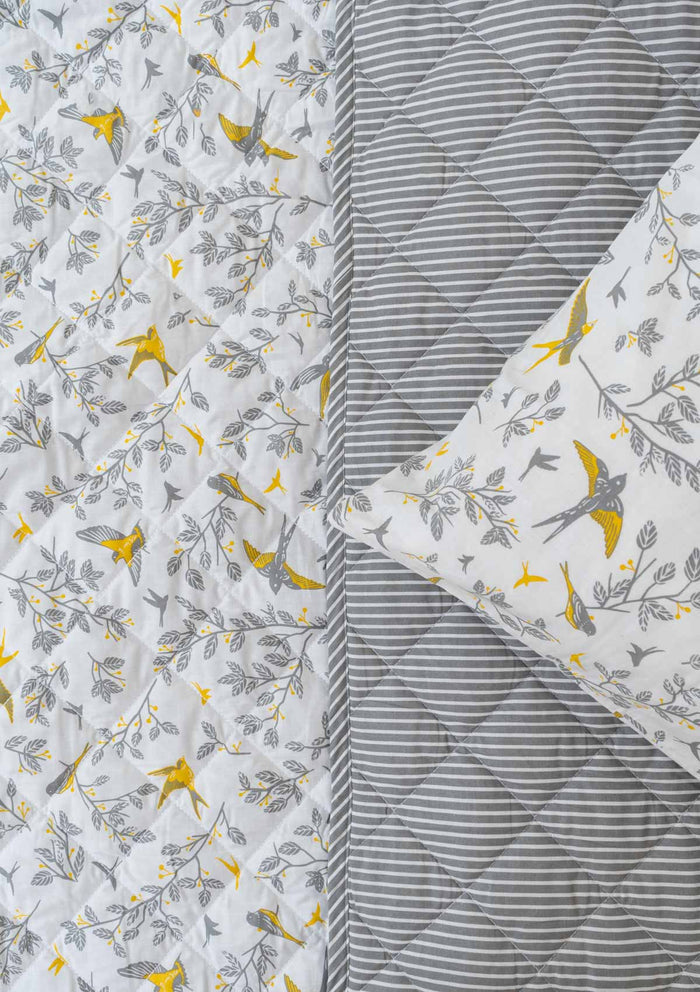 Fluttering Swallows Reversible Quilt - Multicolor