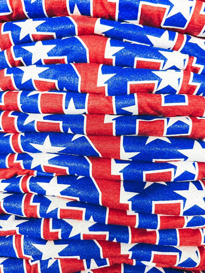 {FREE} Red + Blue Glitter Stars Red Crew Neck Tee