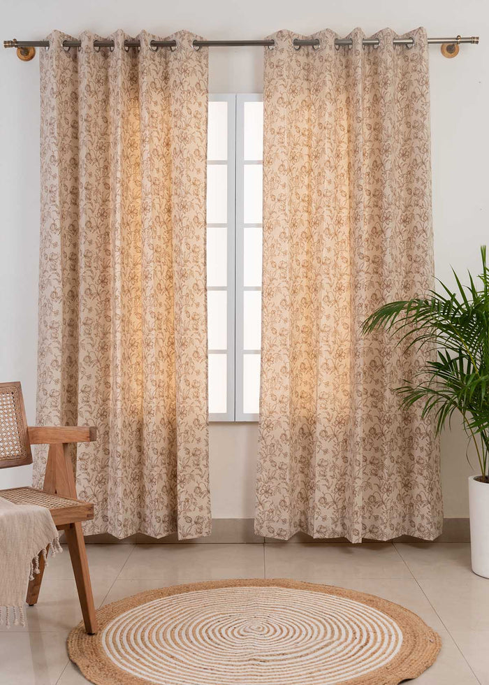 French Farmhouse printed cotton Fabric - Beige