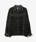 Fringe Open Collar Shirt - Black - Rayon Corduroy