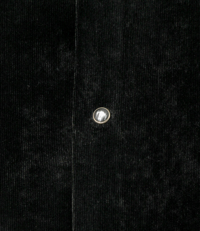 Fringe Open Collar Shirt - Black - Rayon Corduroy