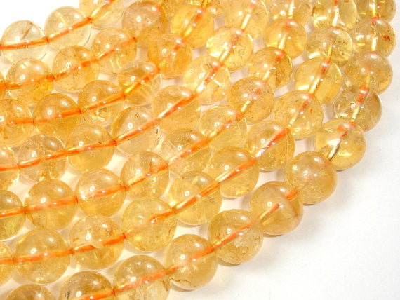 Genuine Citrine Beads, 9.3mm Round Beads-BeadBasic