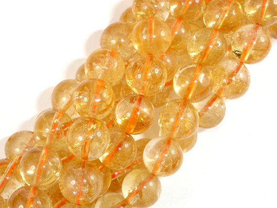 Genuine Citrine Beads, 9.3mm Round Beads-BeadBasic