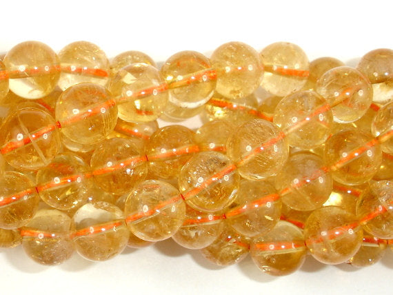Genuine Citrine Beads, 9.3mm Round Beads-BeadBasic