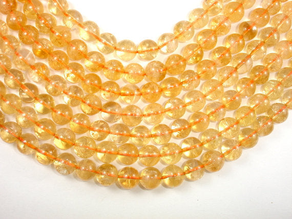 Genuine Citrine Beads, 9.3mm Round Beads-BeadBasic
