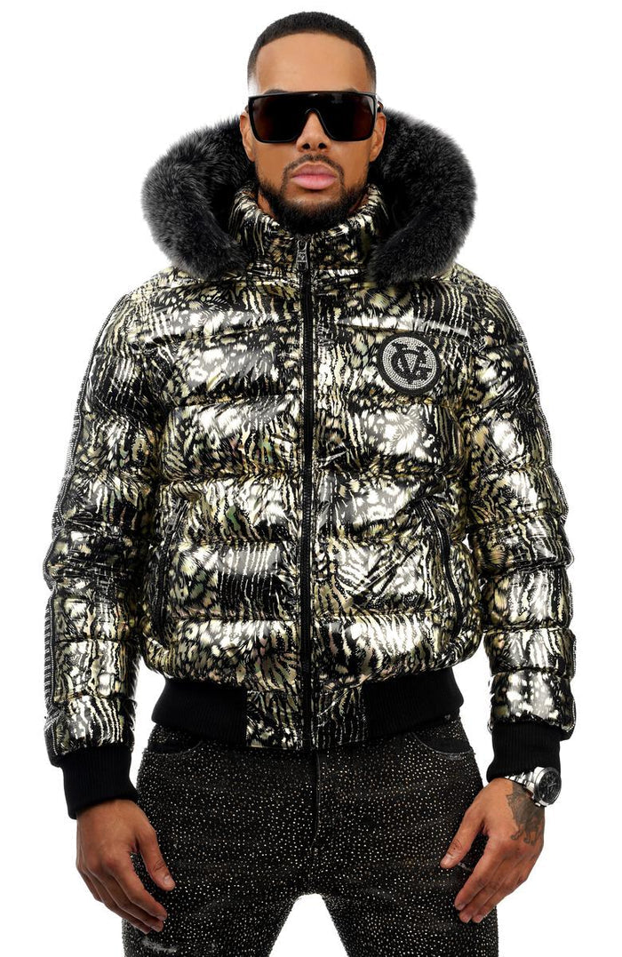 GEORGE V PUFFER JACKET W/ REAL FUR - GV9472 - GOLD